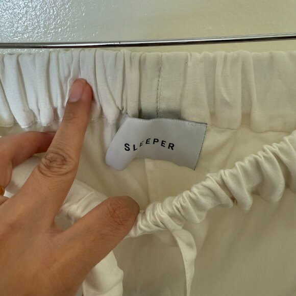 Sleeper White Boudoir Wide Leg Feather Hem Pajama Pants XS/S - Picture 7 of 9